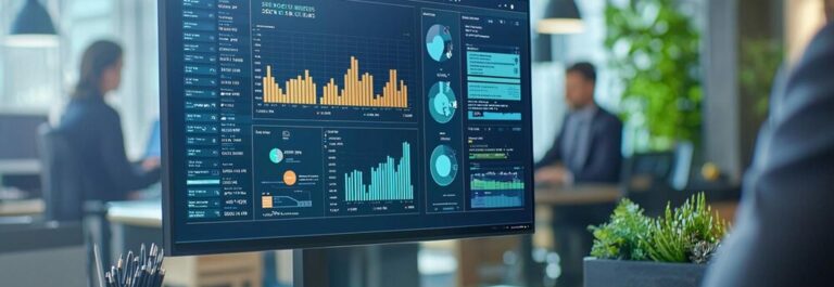 Écran d'ordinateur affichant un tableau de bord ERP avec des alertes de facturation.