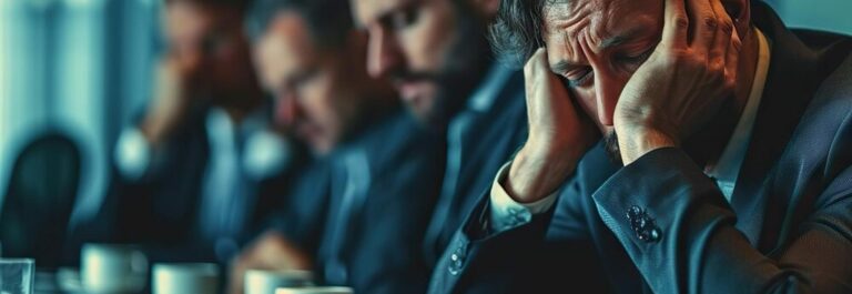 Équipe professionnelle en réunion tendue discutant du déploiement d'un agent IA