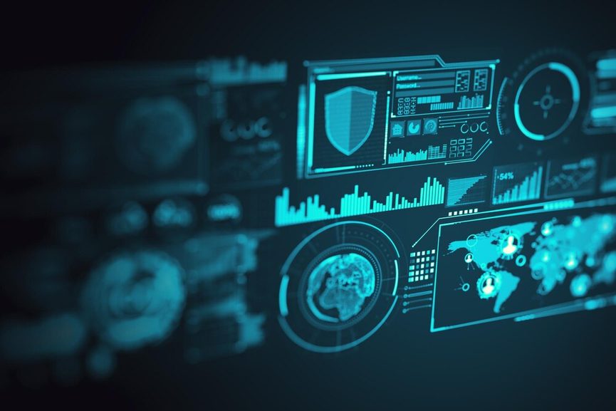 Illustration conceptuelle de la cybersécurité et des flux de données protégés